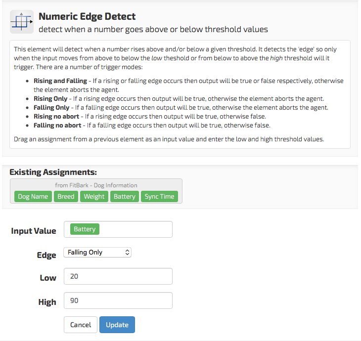 Numeric Edge Detect Element